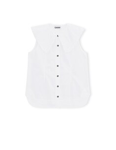Хлопковая рубашка без рукавов Ganni, цвет Bright White