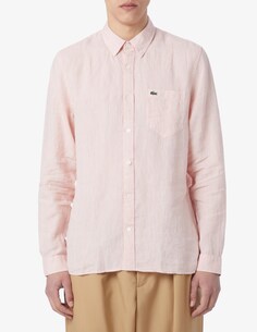 Льняная рубашка стандартного кроя Lacoste, розовый