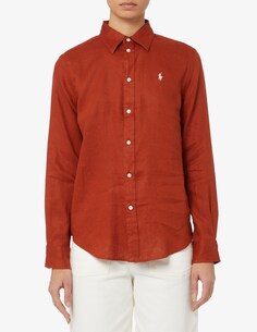 Рубашка с длинными рукавами и пуговицами спереди Ralph Lauren, красный