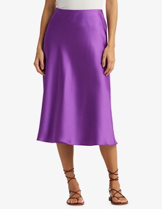 Льняная средняя юбка Sharae Lauren Ralph Lauren, фиолетовый