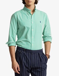 Узкая рубашка в поп-полоску Ralph Lauren, зеленый