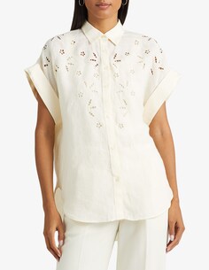 Рубашка Keziah с короткими рукавами и пуговицами спереди Lauren Ralph Lauren, белый