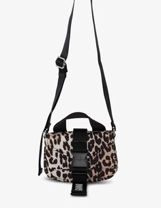 Миниатюрная сумка-сэтчел Leopard Tech Ganni, черный