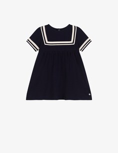 Хлопковое платье с короткими рукавами Petit Bateau, черный