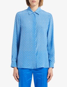 Рубашка Goccia с шелковым принтом Marella, светло-синий