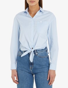 Рубашка из смесового хлопка Tommy Jeans, светло-синий