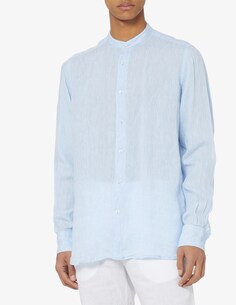 Современная льняная рубашка Sartoria Italiana, светло-синий