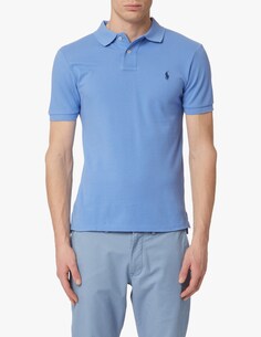 Рубашка поло узкого кроя с короткими рукавами Ralph Lauren, светло-синий