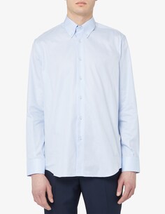 Оксфордская рубашка двойного переплетения стандартного размера Sartoria Italiana, светло-синий