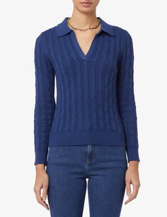 Плетеная рубашка-поло с длинными рукавами Elizabeth Ascot, синий