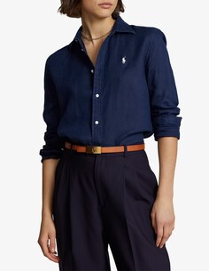 Рубашка с длинными рукавами и пуговицами спереди Ralph Lauren, синий
