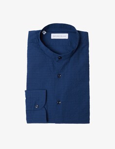 Рубашка современный гуру из сирсакера Sartoria Italiana, синий