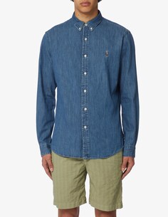 Узкая джинсовая рубашка с длинными рукавами Ralph Lauren, синий