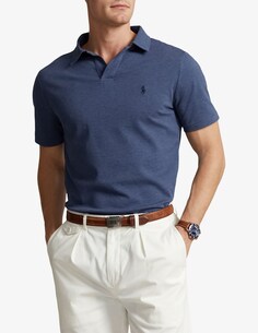 Эластичная рубашка-поло с открытым воротником и короткими рукавами Ralph Lauren, синий