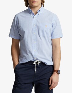 Рубашка в полоску из жатого хлопка Ralph Lauren, синий