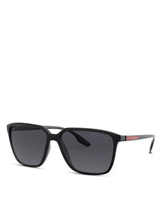 Прямоугольные поляризованные солнцезащитные очки, 58 мм Prada, цвет Black
