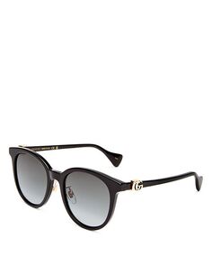 Круглые солнцезащитные очки, 54 мм Gucci, цвет Black