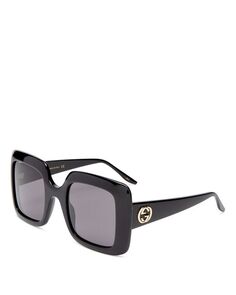 Квадратные солнцезащитные очки, 52 мм Gucci, цвет Black