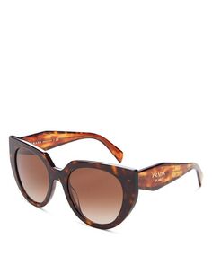 Солнцезащитные очки «кошачий глаз», 52 мм Prada, цвет Brown