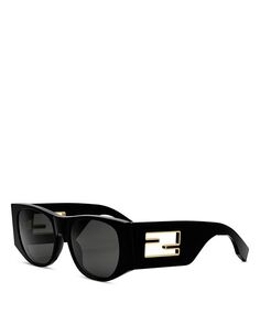 Овальные солнцезащитные очки Baguette, 54 мм Fendi, цвет Black