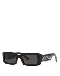 Прямоугольные солнцезащитные очки, 53 мм Dolce &amp; Gabbana, цвет Black