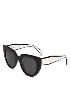 Солнцезащитные очки «кошачий глаз», 52 мм Prada, цвет Black