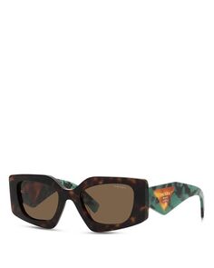 Прямоугольные солнцезащитные очки Symbole, 51 мм Prada, цвет Brown