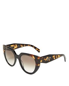 Солнцезащитные очки «кошачий глаз», 52 мм Prada, цвет Brown