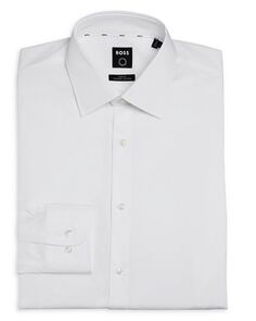 Базовая однотонная классическая рубашка узкого кроя BOSS, цвет White