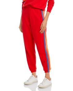 Спортивные штаны в радужную полоску Aviator Nation, цвет Red Neon Rainbow