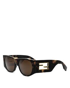 Овальные солнцезащитные очки Baguette, 54 мм Fendi, цвет Brown