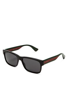 Квадратные солнцезащитные очки, 56 мм Gucci, цвет Black