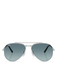 Солнцезащитные очки-авиаторы с перемычкой для бровей, 58 мм Ray-Ban, цвет Silver