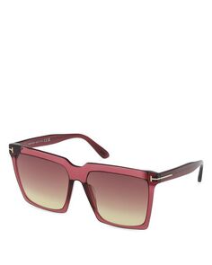 Квадратные пластиковые солнцезащитные очки бордо, 58 мм Tom Ford, цвет Red