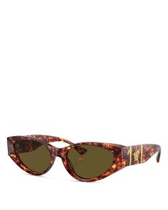 0VE4454 Однотонные солнцезащитные очки «кошачий глаз», 55 мм Versace, цвет Brown
