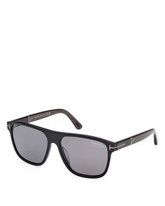 Черные поляризационные солнцезащитные очки квадратной формы, 58 мм Tom Ford, цвет Black