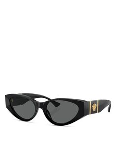 0VE4454 Однотонные солнцезащитные очки «кошачий глаз», 55 мм Versace, цвет Black