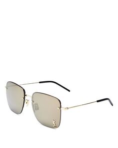 Квадратные солнцезащитные очки, 58 мм Saint Laurent, цвет Gold
