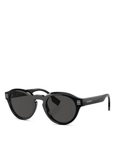 Круглые солнцезащитные очки, 50 мм Burberry, цвет Black