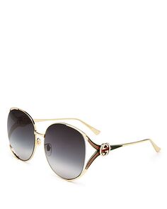 Круглые солнцезащитные очки, 63 мм Gucci, цвет Gold