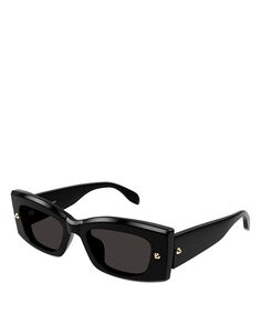 Прямоугольные солнцезащитные очки с застежкой Spike, 51 мм Alexander McQUEEN, цвет Black
