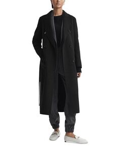 Двубортное пальто Arla с поясом REISS, цвет Black