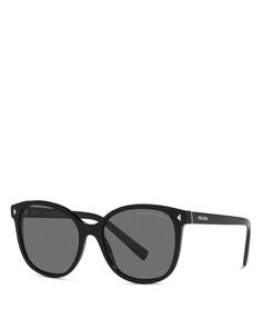 Поляризованные солнцезащитные очки закругленной квадратной формы, 53 мм Prada, цвет Black