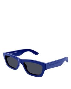 Скошенные прямоугольные солнцезащитные очки, 56 мм Alexander McQUEEN, цвет Blue