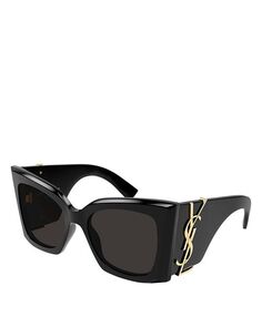 Солнцезащитные очки кошачий глаз Blaze Monogram, 54 мм Saint Laurent, цвет Black
