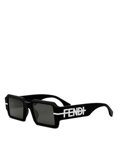 Прямоугольные солнцезащитные очки Fendigraphy, 52 мм Fendi, цвет Black