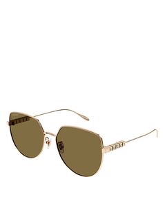 Солнцезащитные очки с геометрическим рисунком, 58 мм Gucci, цвет Gold
