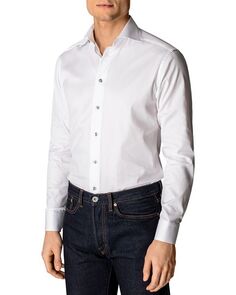 Классическая рубашка из твила современного кроя Eton, цвет White