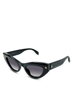 Солнцезащитные очки «кошачий глаз» Kering с шипами, 52 мм Alexander McQUEEN, цвет Black