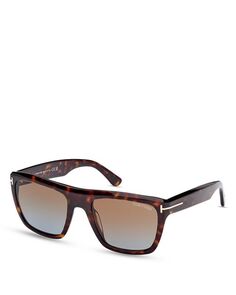 Солнцезащитные очки Alberto квадратной формы, 55 мм Tom Ford, цвет Brown